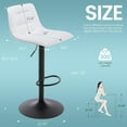 thumbnail image 4 of Bar Stools Set of 2, Adjustable Swivel PU Leather Barstools with Back Counter Height Barstools Airlift Curved Bar Chairs for Kitchen Dining Cafe, Pearl White Black Base, 4 of 10