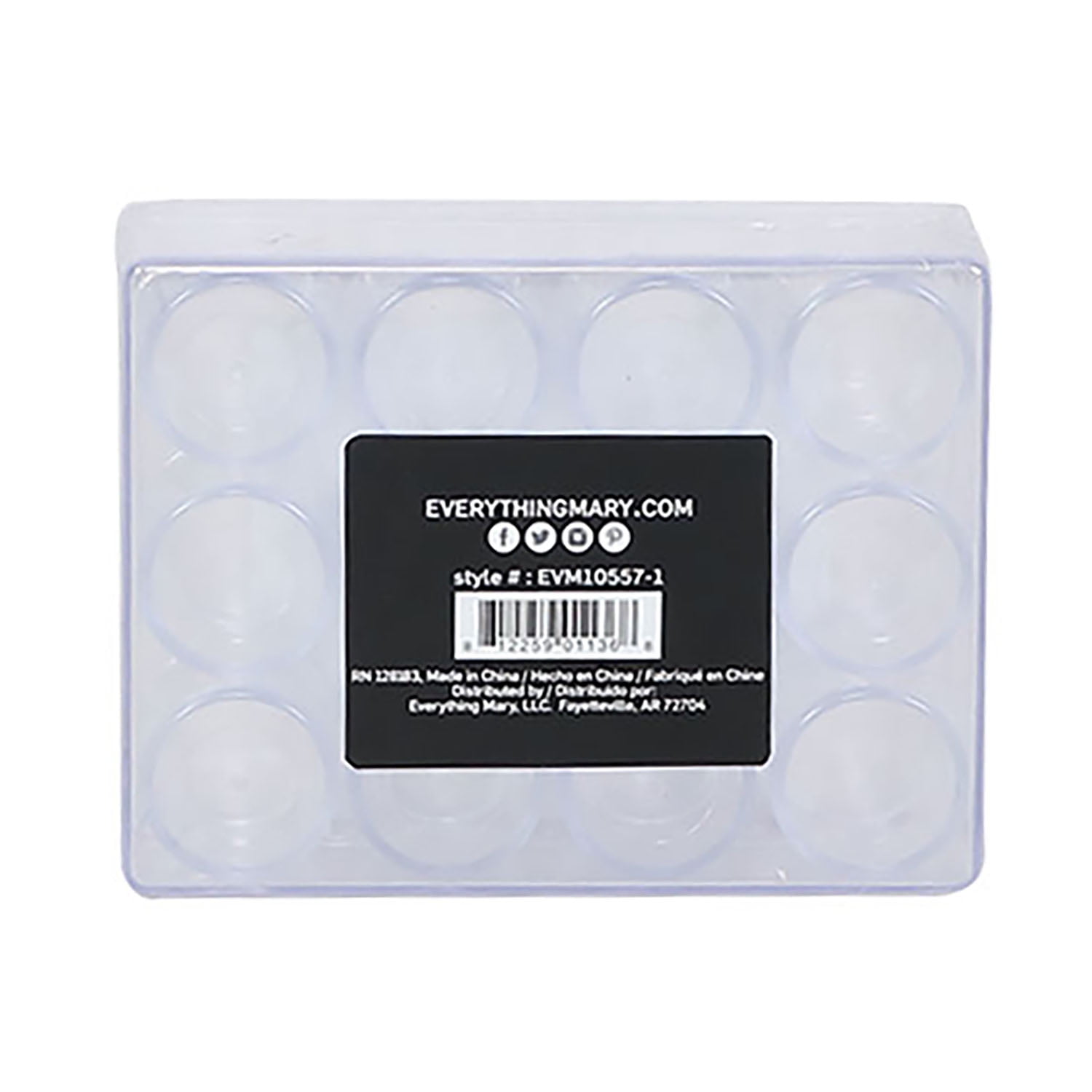 (2 pack) Everything Mary 12-Unit Plastic Beading Craft and Hobby Storage Box, Clear (Single)