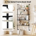 thumbnail image 5 of Springg 4-Tier Wall-Mounted Bookshelf, Industrial Modern Floating Storage Display Shelves with Metal Frame, Wall-Mounted Ladder Wooden Bookcase for Living Room, Kitchen, Bar, Office (1, Black), 5 of 9
