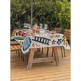 thumbnail image 4 of 54x80 Inch Outdoor Tablecloth with Umbrella Hole Zipper Rectangle Orange Blue Words Rectangular Tablecloths Outside Waterproof Funny Words Cartoon Luck Patio Table Cloth Cover for Picnic Party, 4 of 8