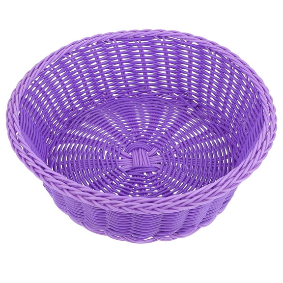 RENACLIPY Purple Round Simple Plastic Imitation Rattan Fruit and Bread Storage Basket for Home Use