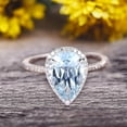 thumbnail image 3 of 1.75 Carat 8x5mm Pear shaped Aquamarine Engagement Ring 10k White Gold Halo setting, 3 of 6