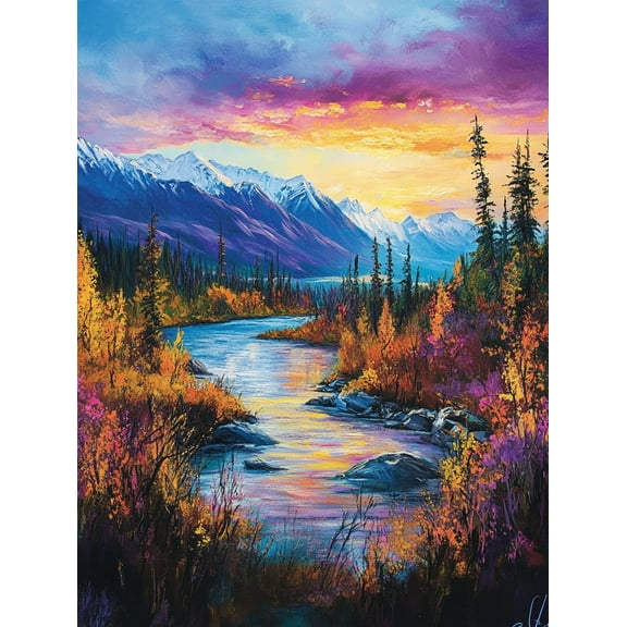 Autumn River Landscape Canvas Print/Painting， Suitable for Living Room， Bedroom， Office， Hotel， and Gallery Wall Decor.