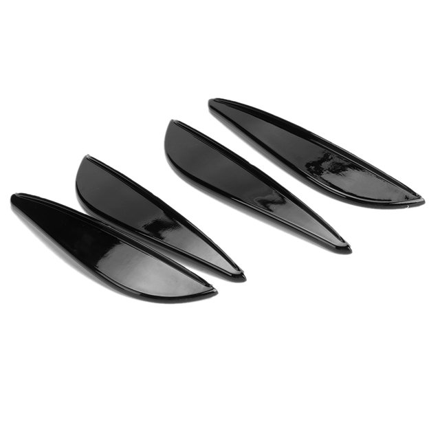 Divisor de labios de parachoques delantero de coche, 4 piezas de protección de alerón de aletas de goma suave Exterior negro para modificación de coche S6 A6 C8(Negro brillante)