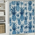 thumbnail image 6 of Shiartex  Pineapple Shower Curtain, Island Themed Minimalistic Tropic Fruity Pineapple Printed Vintage, Cloth Fabric Bathroom Decor Set with Hooks，Soft Blue Cadet Blue White, 6 of 7