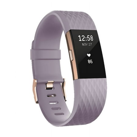 Fitbit Charge 2 - Rose gold - activity tracker with band - lavender - band size: L - monochrome - Bluetooth - 1.23 oz