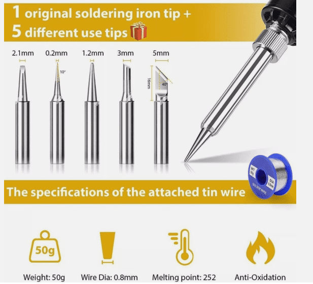 80W Electric Soldering Iron Kit – Soldering Gun Tool Set with Solder Wire & Desoldering Pump for Electronics Repair