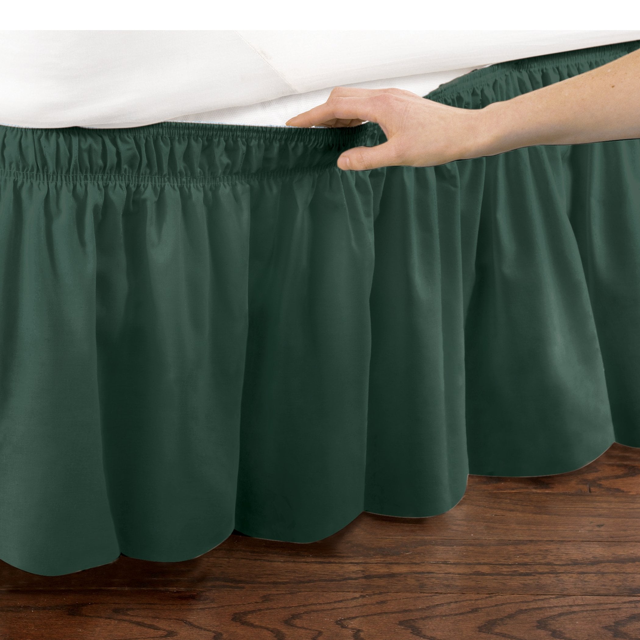 Collections Etc Queen King Size Adjustable Wrap Around Bed Skirt Easy Fit Elastic Dust Ruffle Hunter Green Walmart