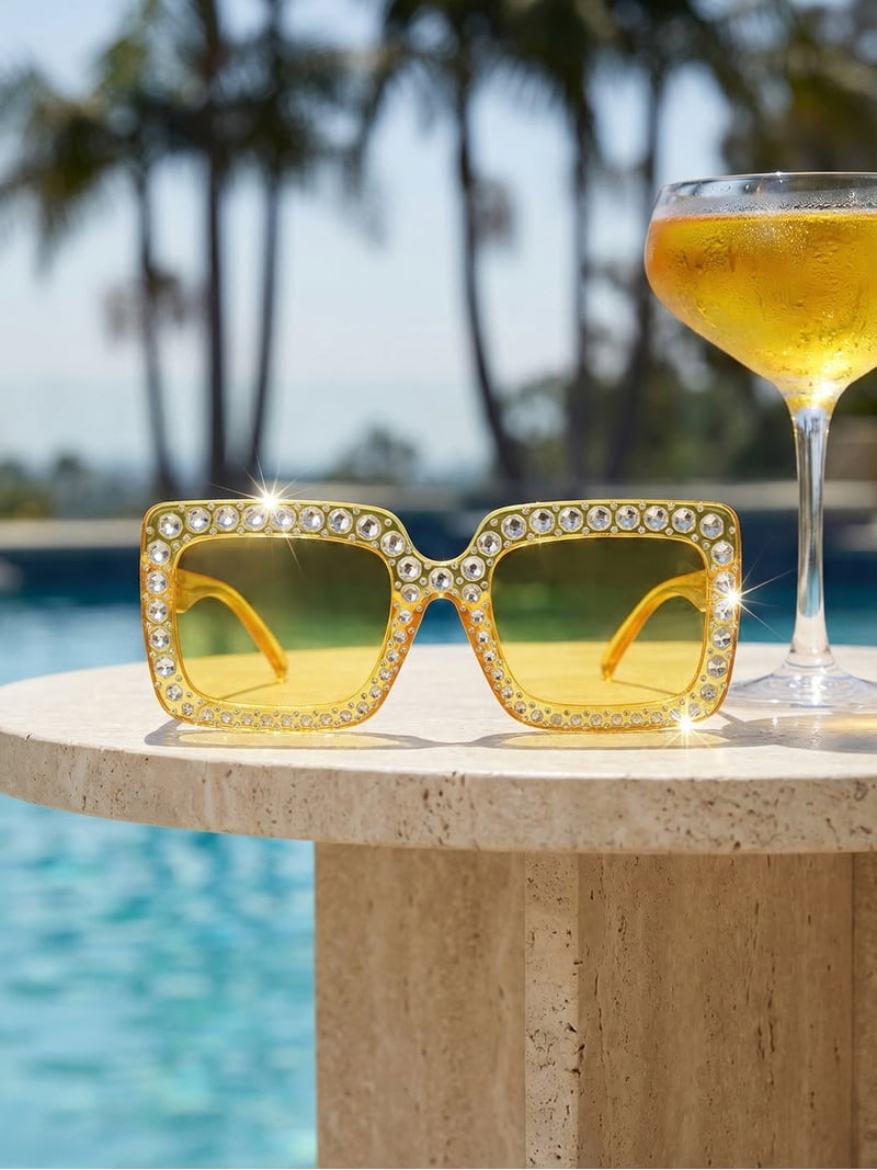 Unisex Rectangular Big Full-Frame Sunglasses Rhinestone  display picture 3