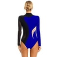thumbnail image 3 of Aiihoo Women's Rhinestone Ice Figure Skating Dance Dress Mesh Patchwork Ballet Gymnastics Leotard Black&Royal Blue XL, 3 of 7