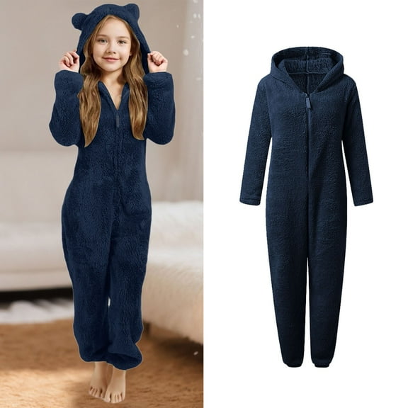 Boys Halloween Pajamas Zip Up Jumpsuits Fuzzy Flannel Winter Warm Rompers Bear Onesie for Kids One - Piece Kids Sleepwear Animal for Kids 3-4 Years