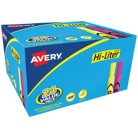 Avery Hi-Liter, Pink and Yellow Highlighters, 24 Total (98189)