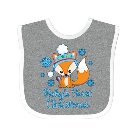 

Inktastic Baby s First Christmas with Fox in a Scarf Gift Baby Boy or Baby Girl Bib