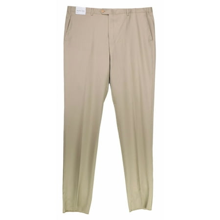 Trussini Men's Khaki Linea Nuova Super 100s Wool Pants Dress - 42
