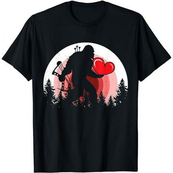 Bigfoot Heart Valentines Day Boys Men Love Sasquatch Retro T-Shirt