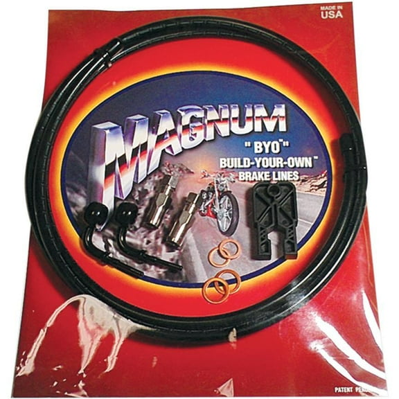 Magnum 496700A BYO Build-Your-Own DOT Single Disc Brake Line Kit with 6ft Brake Line - 180 Deg Banjo - Black