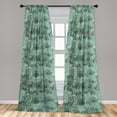 thumbnail image 2 of Vintage Window Curtains, Victorian Inspired Curlicue Swirling Outline Leaves and Flowers Print, Lightweight Decor 2-Panel Set with Rod Pocket, Pair of - 28"x63", Almond Green and Black, by Ambesonne, 2 of 3