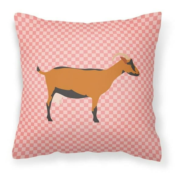 Carolines Treasures BB7888PW1818 Oberhasli Goat Pink Check Fabric Decorative Pillow, 18 x 18 in.