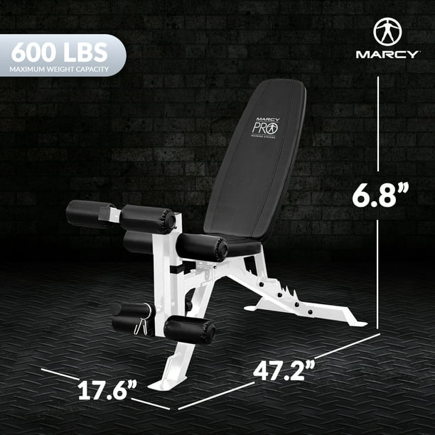 Marcy Foldable and Adjustable Weight Bench with Leg Extension White Black Walmart