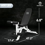 Marcy Foldable and Adjustable Weight Bench with Leg Extension, White/Black