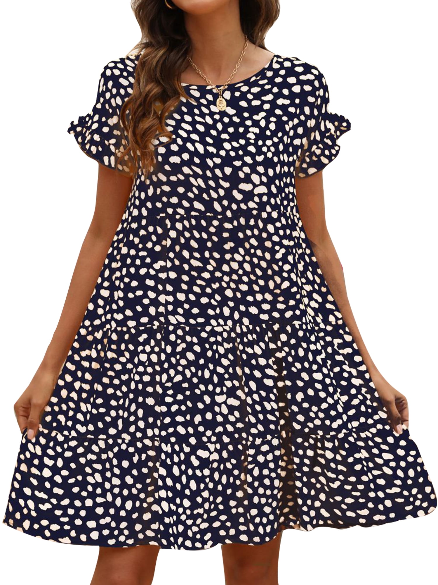 Paille Women Ruffle Sexy Mini Dress Kaftan Holiday Summer Beach