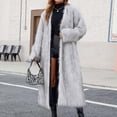 thumbnail image 5 of Women's Over the Knee Length Plush Overcoat, Long Fuzzy Coat, Oversized Faux Fur Jacket, Winter Warm Coat, Casual Lounge Coat, Plus Size Outerwear Grey XXL, 5 of 8