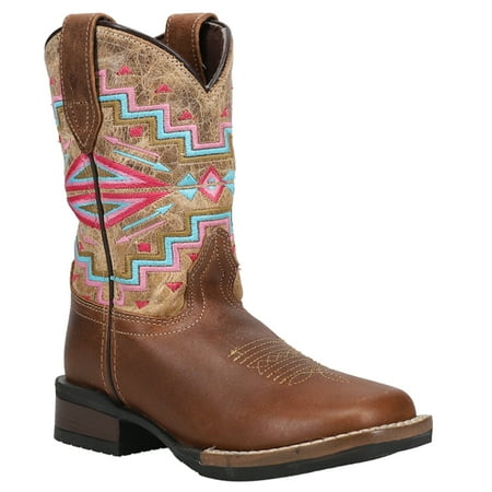 Roper Kids Girls Monterey Aztec Square Toe Cowboy Casual Boots Mid Calf