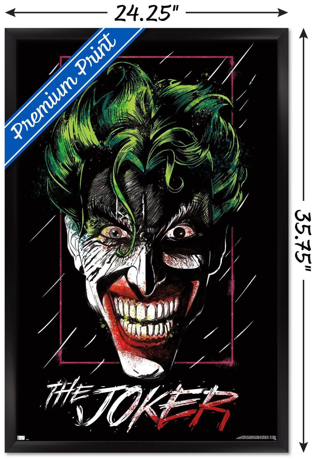DC Comics - The Joker - Up Close Wall Poster, 14.725" x 22.375"