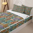 thumbnail image 3 of jejeloiu Bohemian Paisley Zipper Full Size Comforter Sets with Fitted Sheet and 2 Pillowcases,Vibrant Motif Zipper Bedding Set For Adults,Multicolor Green,Reversible,4 Pieces, 3 of 7