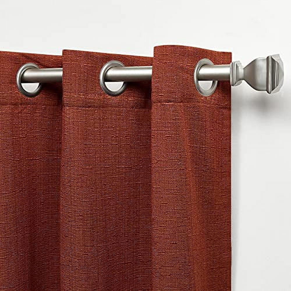 Nicole Miller New York Sawyer Cotton Blend Grommet Top Light Filtering Curtain Panels, 52"x 108", Brick Red, Set of 2
