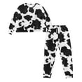 thumbnail image 4 of SCRAWLGOD Cow Print Pj Sets for Woman Long Sleeve Pjs Sets for Women with Pockets Size M Crewneck 2-Piece Outfits for Women Breathable Ladies Pajamas, 4 of 7