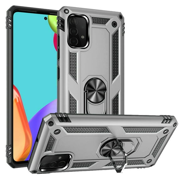 For Samsung Galaxy A52 5g Magnetic Ring Kickstand Hybrid Case Cover - Silver