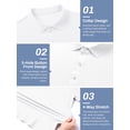 thumbnail image 3 of Cadmus Moisture Wicking Polo Shirts for Men Slim-Fit Short Sleeve Business Golf Athletic Tops,White,S, 3 of 7
