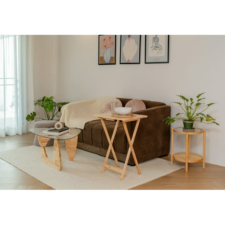 Mainstays Folding TV Tray Table, Rubberwood, Natural, 19