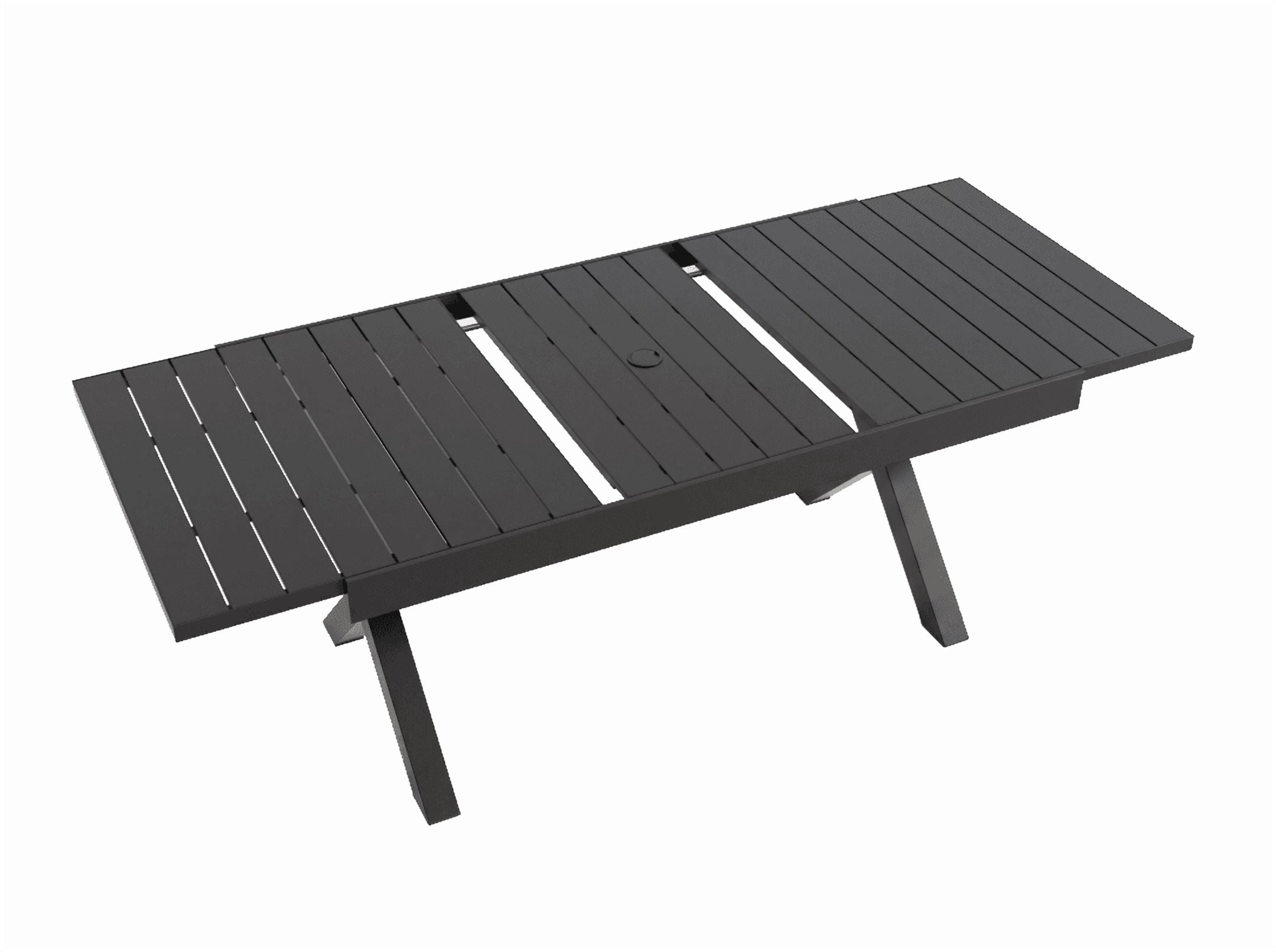 83" Expandable Outdoor Dining Table for 6-8 Person, Aluminum Sturdy Frame with Umbrella Hole, Black