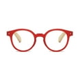 thumbnail image 4 of 5 Pairs of Bamboo Temple Reading Glasses Retro Round Red Reading Glasses for Men and Women Classic Readers +3.50, 4 of 4