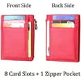 thumbnail image 4 of HSHDLDF Slim Wallet RFID Front Pocket Wallet Genuine Leather Minimalist Secure Thin Zipper Credit Card Holder (Zipper Pink), 4 of 6