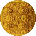 thumbnail image 1 of Ahgly Company Machine Washable Indoor Round Oriental Yellow Industrial Area Rugs, 4' Round, 1 of 4