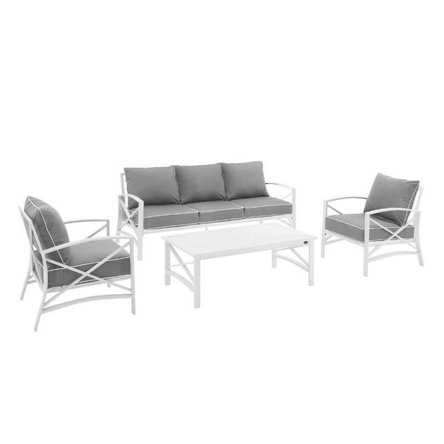 Crosley Ensemble de Canapé d'Extérieur 4 Pcs Kaplan en Gris
