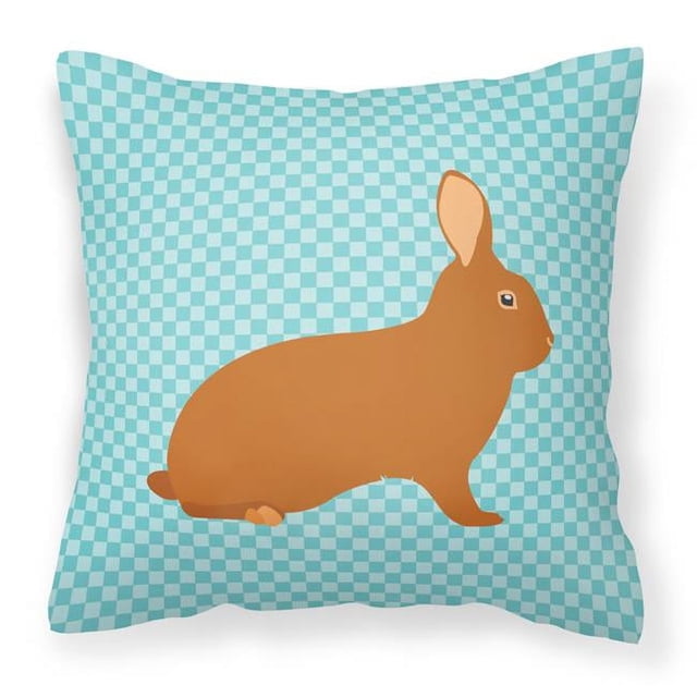 Carolines Treasures BB8143PW1414 Rex Rabbit Blue Check Fabric Decorative Pillow, 14 x 14 in.