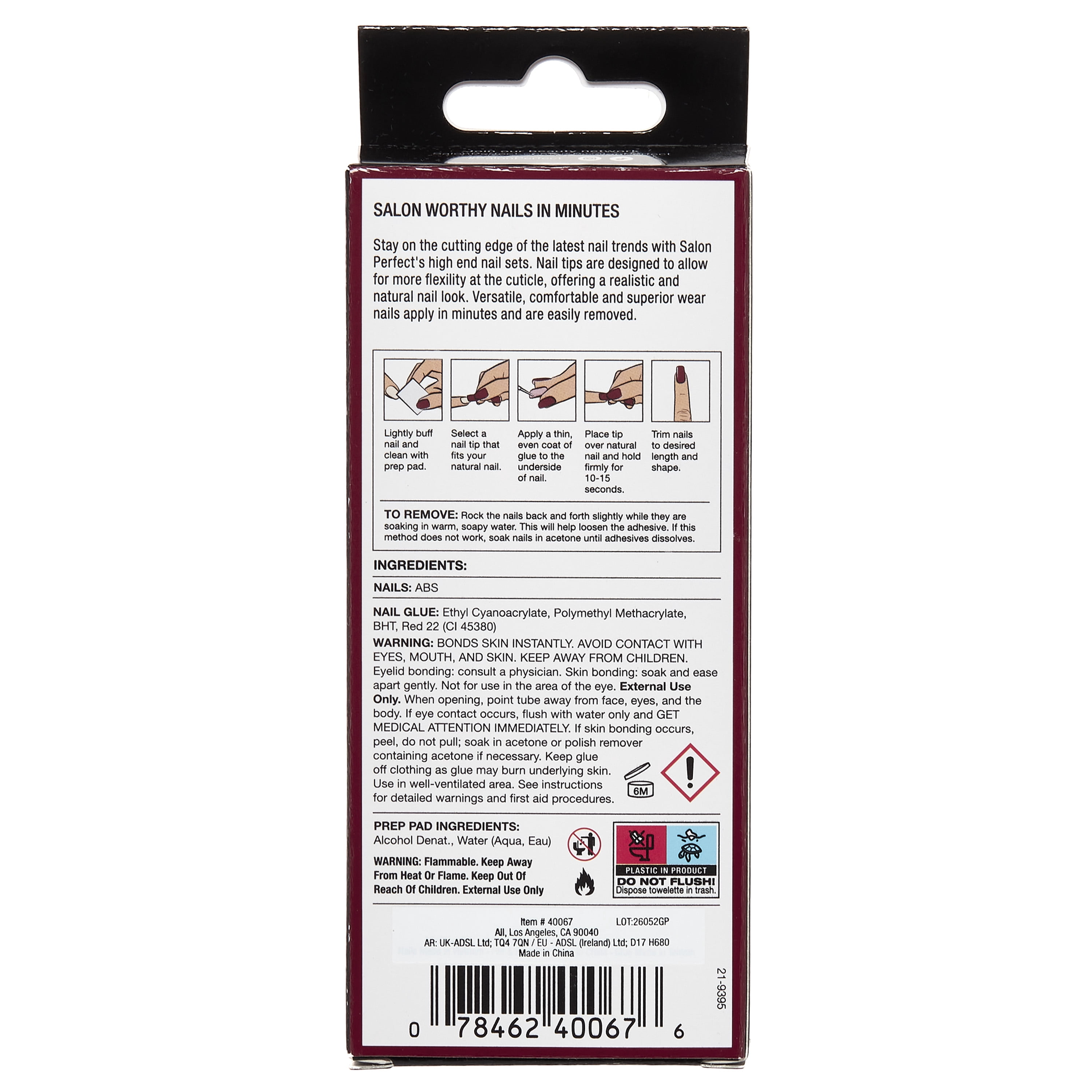 Salon Perfect Halloween Thrill Magnetic Medium Almond Press On Nails with Glue and File, French, 30 Pieces