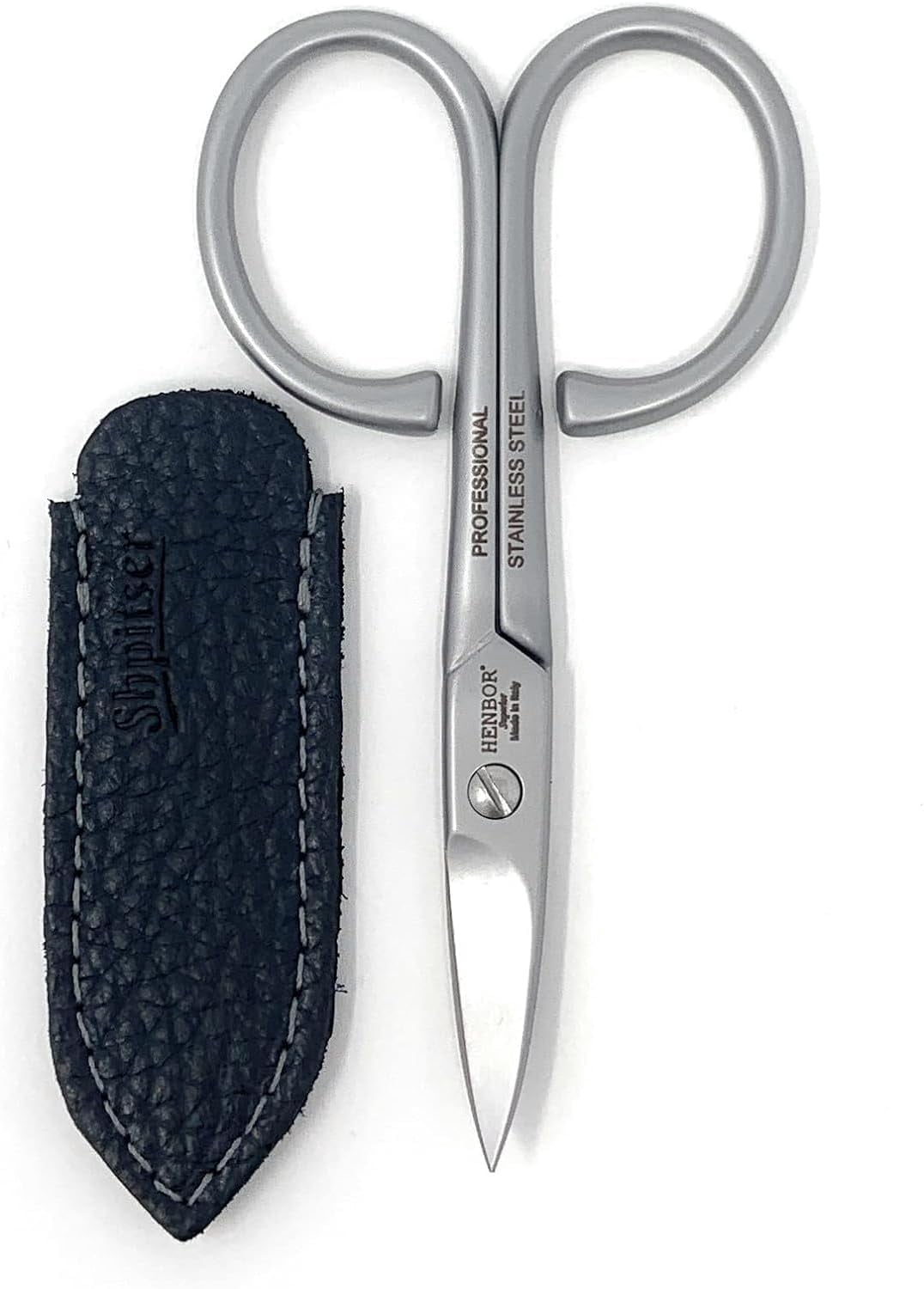 Professional Nail Scissors Luxury Stainless Steel Manicure Tools in SHPITSER Genuine Leather Case Made in Italy (Safety Baby Scissors)