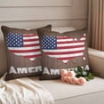 thumbnail image 2 of Flag Day Pillow Covers 2 Pack Vintage Red Stripes Blue Stars American Map Brown Wood Grain Pillowcase Waterproof Outdoor Throw Pillow Cover for Patio Garden Square Cushion 18”x18”, 2 of 9