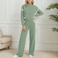 thumbnail image 5 of sususu Womens Sweatsuits 2 Piece Set,Fashion Clothing Two Piece Tracksuit Set Comfortable Zip Up Jacket And Wide Leg Jogger Pants With Contrast Stripes Design For Everyday Wear - Green, 5 of 8