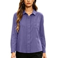 thumbnail image 4 of cocolona Button Down Blouses for Women Solid Color Long Sleeve Collared Shirts Basic Dressy Casual Fall Tops, 4 of 6