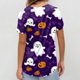 thumbnail image 5 of Knosfe Halloween Scrub Tops for Women V Neck Scary Pumpkin Ghost Casual Scrubs Short Sleeve Horror Spider Bat Fall Nurse Uniform Purple 3XL, 5 of 5