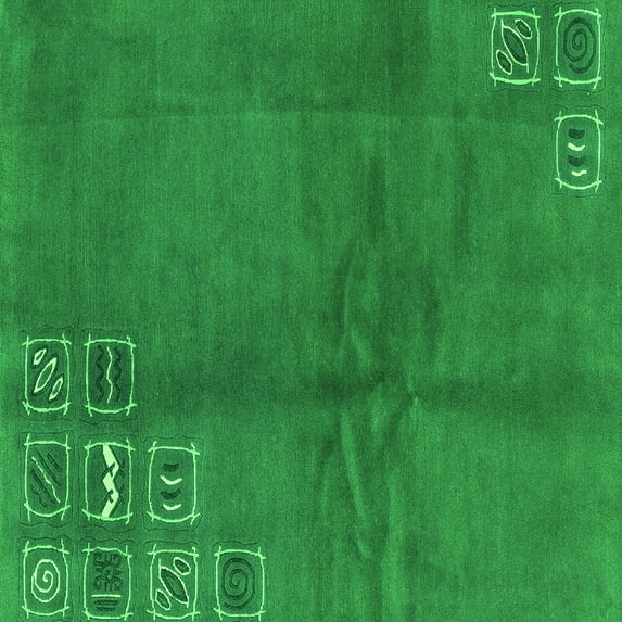 Ahgly Company Indoor Square Abstract Green Modern Area Rugs, 7' Square