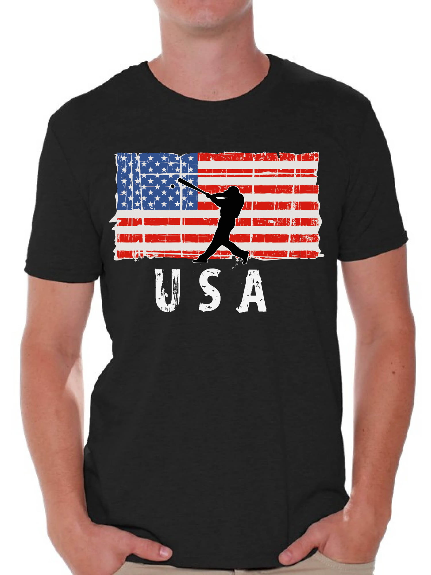Gym Mens Team Usa American Flag Eagle Plain Raglan T Shirt 3/4 Sleeve 