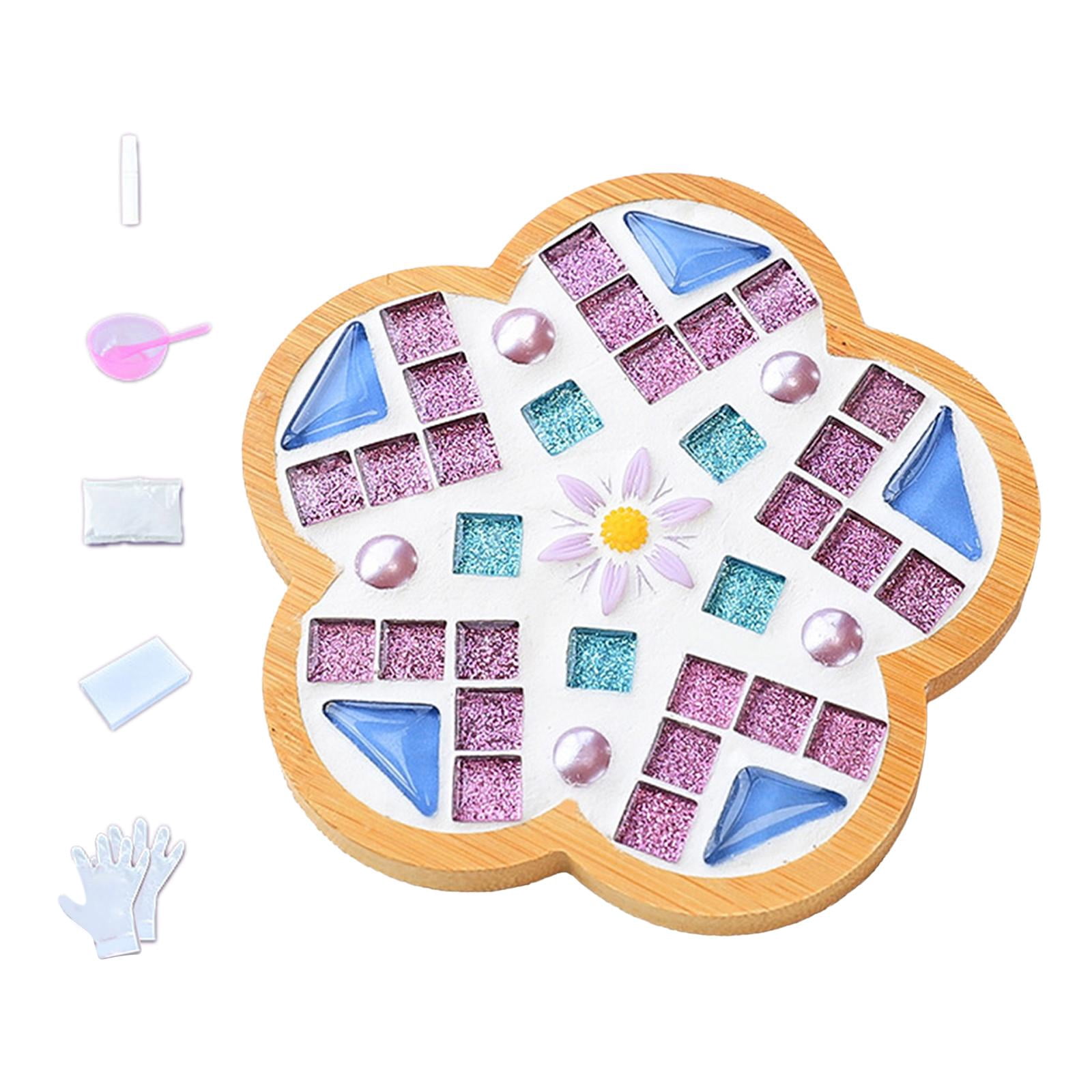 DIY Mosaic Coaster Holiday Gift Place Mat Cup Holder Children's Educational Toys Glass Mosaic Tiles for Home Ornament Dining Table A