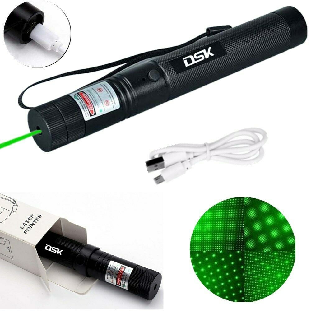 Blue Strong Laser Pointer USB Rechargeable Torch Flashlight Visible Beam 1mW 